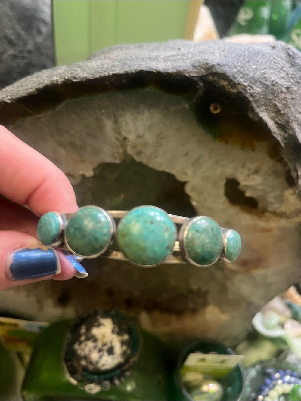 Real Turquoise 925 silver native bracelet cuff